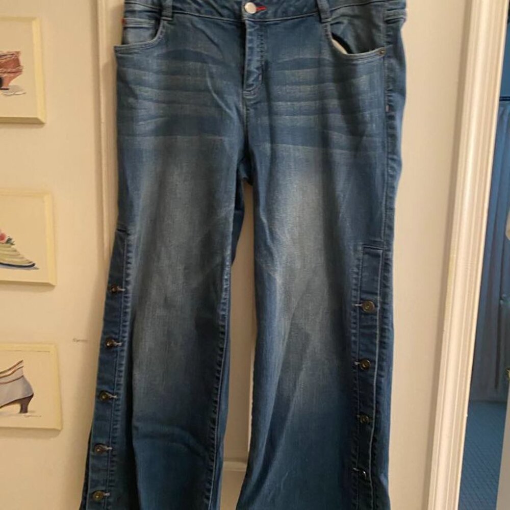 Wide-leg Jeans by Peace Love World - Buttons Halfway Up Leg - Never Worn